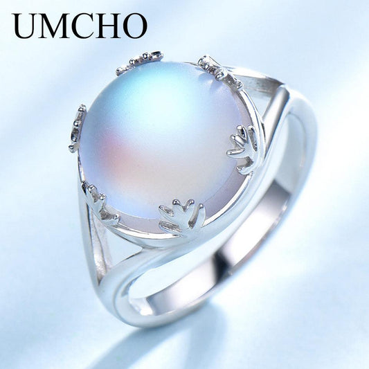Bagues en argent sterling 925 UMCHO avec pierres gemmes colorées Aurora Borealis pour femmes