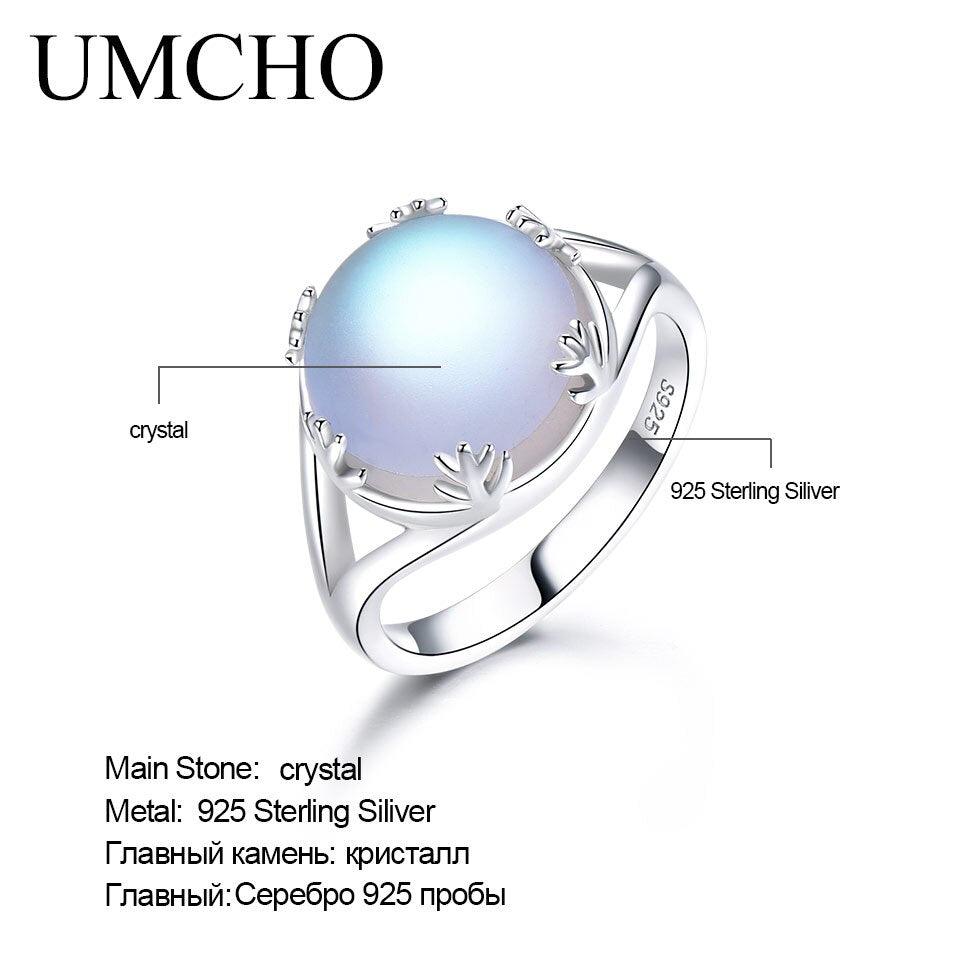 Bagues en argent sterling 925 UMCHO avec pierres gemmes colorées Aurora Borealis pour femmes
