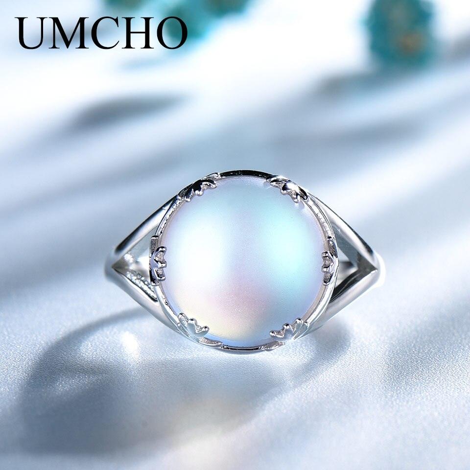 Bagues en argent sterling 925 UMCHO avec pierres gemmes colorées Aurora Borealis pour femmes