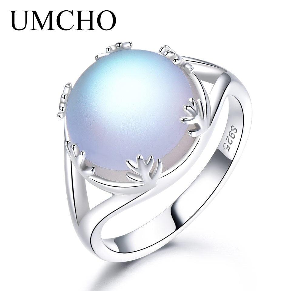 Bagues en argent sterling 925 UMCHO avec pierres gemmes colorées Aurora Borealis pour femmes China Blue Ring