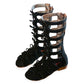 Bekamille Sandales d'été pour filles avec étoiles et talons plats SZ379Black
