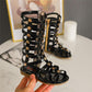 Bekamille Sandales d'été pour filles avec étoiles et talons plats