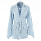 Blazer femme slim-fit avec ceinture | Costume de travail élégant pour femme Grey blue Free Belt