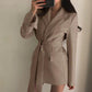 Blazer femme slim-fit avec ceinture | Costume de travail élégant pour femme Khaki Free Belt B