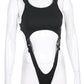 "Body Sexy Sweetown avec Découpes et Boucle - Tenue Gothique et Techwear pour Femmes"
