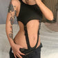 "Body Sexy Sweetown avec Découpes et Boucle - Tenue Gothique et Techwear pour Femmes"