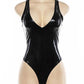 "Bodysuit en Cuir PU Noir pour Femme - Style Sexy et Élégant"