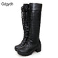 "Bottes à lacets pour femme : grande taille jusqu'au 43, talons carrés blancs"