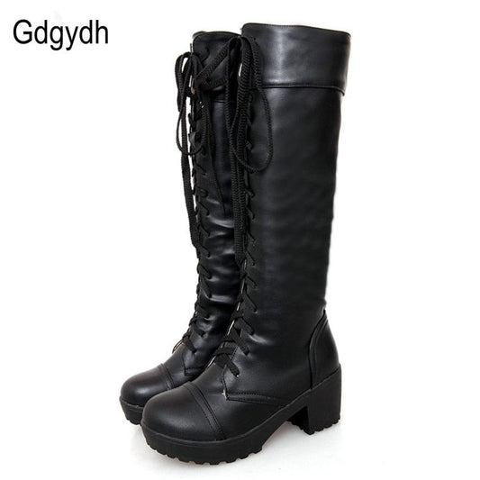 "Bottes à lacets pour femme : grande taille jusqu'au 43, talons carrés blancs"
