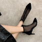 Bottes en maille sexy pour femmes - talons hauts pointus pour chaussures féminines élégantes