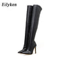 Bottes pour femme au-dessus du genou, extensibles et à talons hauts