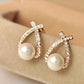 Boucles d'oreilles élégantes en cristal et perles pour femme en gros