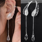 Boucles d'oreilles pendantes bohème avec ailes d'ange et cristaux