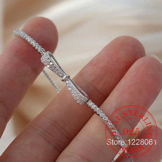Bracelet Femme en Argent Sterling 925 avec Zircons Brillants - Bijoux pour Mariage et Soirées Default Title