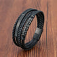 Bracelet Viking en cuir avec insert en acier inoxydable | Bijoux punk pour homme Style1 black