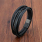 Bracelet Viking en cuir avec insert en acier inoxydable | Bijoux punk pour homme Style3 black
