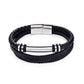 Bracelet Viking en cuir avec insert en acier inoxydable | Bijoux punk pour homme Style5 silver