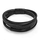 Bracelet Viking en cuir avec insert en acier inoxydable | Bijoux punk pour homme Style4 black