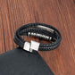 Bracelet Viking en cuir avec insert en acier inoxydable | Bijoux punk pour homme