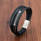 Bracelet Viking en cuir avec insert en acier inoxydable | Bijoux punk pour homme Style3 silver