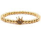 Bracelet boule CZ 6mm pour homme et femme Antique Gold Plated