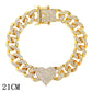 "Bracelet chaîne cubaine Iced Out 12mm de luxe pour femmes et hommes" 014601GD