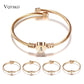 Bracelet de coeur en acier inoxydable couleur or rose pour femmes