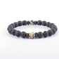 Bracelet de perles de lave naturelles tibétain avec bouddha pour homme 7spot 8mm Beads