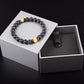 Bracelet de perles de lave naturelles tibétain avec bouddha pour homme