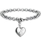 Bracelet en acier inoxydable avec initiale de charme pour femme E 20cm