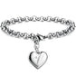 Bracelet en acier inoxydable avec initiale de charme pour femme V 20cm