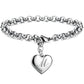 Bracelet en acier inoxydable avec initiale de charme pour femme M 20cm