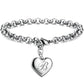 Bracelet en acier inoxydable avec initiale de charme pour femme B 20cm