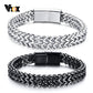 "Bracelet homme VNOX en acier inoxydable : double chaîne de blé polie haute qualité"