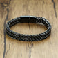 "Bracelet homme VNOX en acier inoxydable : double chaîne de blé polie haute qualité" Black