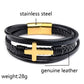 Bracelets en cuir véritable avec croix pour hommes