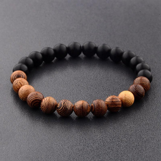 Bracelets en perles de bois naturelles pour hommes et femmes