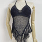 "Camisole de plage sexy avec franges pour femmes" 01 black One Size