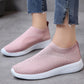 Chaussures Femme Sneakers Vulcanisées Casual Slip-On Blanc Mesh Pink
