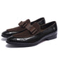 Chaussures Homme à Pompons en Cuir Verni et Daim Faites à la Main pour Mariage et Soirée