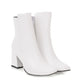 "Chaussures d'hiver pour femmes - AOMshop - Bottines à talon moyen confortables à fermeture éclair latérale" white
