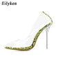 Chaussures femme transparentes à imprimé léopard et talons hauts Eilyken Green 1