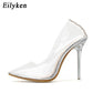 Chaussures femme transparentes à imprimé léopard et talons hauts Eilyken Silver