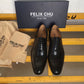 Chaussures habillées Oxford pour homme - Style Wing-tip Brogue - Cuir véritable - Noir/marron