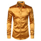 Chemises Hommes en Soie Noire avec Cravate et Noeud Papillon 1pc Gold