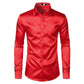 Chemises Hommes en Soie Noire avec Cravate et Noeud Papillon 1pc Red