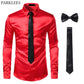 Chemises Hommes en Soie Noire avec Cravate et Noeud Papillon