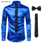 Chemises Hommes en Soie Noire avec Cravate et Noeud Papillon blue black