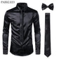 Chemises Hommes en Soie Noire avec Cravate et Noeud Papillon
