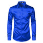 Chemises Hommes en Soie Noire avec Cravate et Noeud Papillon 1pc Royal Blue